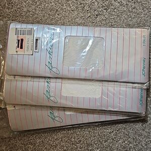 3 Pairs NWT Vintage JCPenney White Fashion Floral Knee Highs